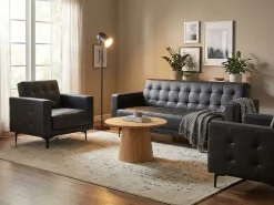 Beliani 5-Istuttava Sohvaryhma Keinonahka Musta Aberdeen Cheap