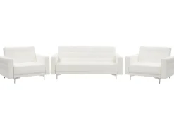 Beliani 5-Istuttava Sohvaryhma Keinonahka Valkoinen Aberdeen Cheap