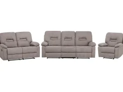 Beliani 6-Istuttava Sohvaryhma Manuaalisesti Saadettava Kangas Ruskeanharmaa Bergen Sale