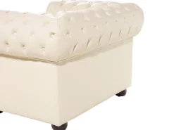 Beliani 4-Istuttava Sohvaryhma Nahka Kermanvalkoinen Chesterfield Hot