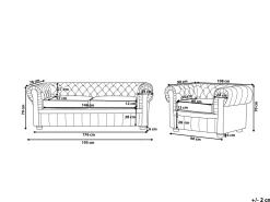 Beliani 4-Istuttava Sohvaryhma Nahka Kermanvalkoinen Chesterfield Hot