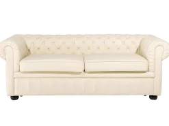 Beliani 4-Istuttava Sohvaryhma Nahka Kermanvalkoinen Chesterfield Hot