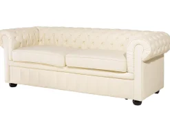 Beliani 4-Istuttava Sohvaryhma Nahka Kermanvalkoinen Chesterfield Hot