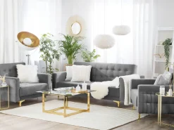 Beliani 5-Istuttava Sohvaryhma Sametti Harmaa Aberdeen Best Sale