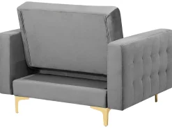 Beliani 5-Istuttava Sohvaryhma Sametti Harmaa Aberdeen Best Sale