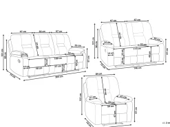 Beliani 6-Istuttava Sohvaryhma Sametti Sahkosaadettava Tummanharmaa Bergen Best