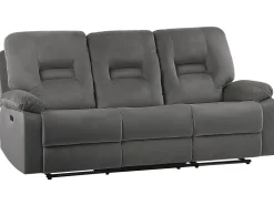 Beliani 6-Istuttava Sohvaryhma Sametti Sahkosaadettava Tummanharmaa Bergen Best