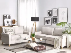 Beliani 5-Istuttava Sohvaryhma Sametti Vaalea Beige Ronneby Sale