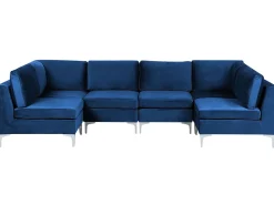 Beliani 6-Istuttava U-Kulmasohva Sametti Laivastonsininen Evja Fashion