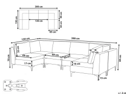 Beliani 6-Istuttava U-Kulmasohva Sametti Laivastonsininen Evja Fashion