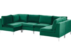 Beliani 6-Istuttava U-Kulmasohva Sametti Vihrea Evja Outlet