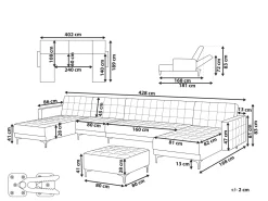 Beliani 6-Istuttava U-Kulmavuodesohva Ja Rahi Kangas Grafiitinharmaa Aberdeen Clearance
