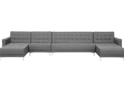 Beliani 6-Istuttava U-Kulmavuodesohva Kangas Vaaleanharmaa Aberdeen Cheap