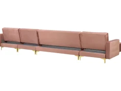 Beliani 6-Istuttava U-Kulmavuodesohva Ja Rahi Sametti Vaaleanpunainen Aberdeen Online