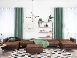 Beliani 6-Istuttava U-Kulmavuodesohva Ja Rahi Keinonahka Ruskea Aberdeen Outlet