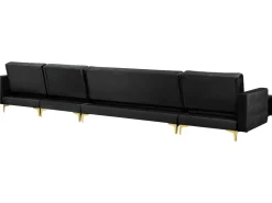 Beliani 6-Istuttava U-Kulmavuodesohva Sametti Musta Aberdeen Cheap