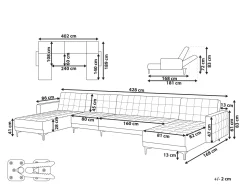 Beliani 6-Istuttava U-Kulmavuodesohva Keinonahka Valkoinen Aberdeen Clearance