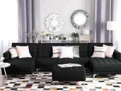 Beliani 5-Istuttava U-Kulmavuodesohva Ja Rahi Kangas Grafiitinharmaa Aberdeen Cheap