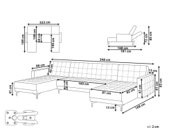 Beliani 5-Istuttava U-Kulmavuodesohva Ja Rahi Kangas Grafiitinharmaa Aberdeen Cheap