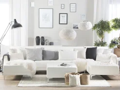 Beliani 5-Istuttava U-Kulmavuodesohva Ja Rahi Keinonahka Valkoinen Aberdeen Best