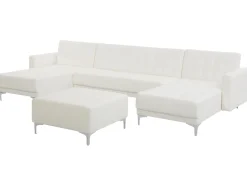 Beliani 5-Istuttava U-Kulmavuodesohva Ja Rahi Keinonahka Valkoinen Aberdeen Best