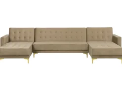 Beliani 5-Istuttava U-Kulmavuodesohva Sametti Hiekanruskea Aberdeen Online