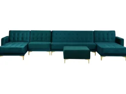 Beliani 6-Istuttava U-Kulmavuodesohva Ja Rahi Sametti Sinivihrea Aberdeen Shop