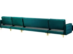 Beliani 6-Istuttava U-Kulmavuodesohva Ja Rahi Sametti Sinivihrea Aberdeen Shop