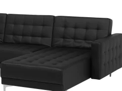 Beliani 6-Istuttava U-Kulmavuodesohva Ja Rahi Keinonahka Musta Aberdeen Discount
