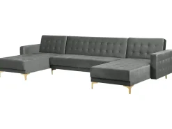 Beliani 5-Istuttava U-Kulmavuodesohva Sametti Harmaa Aberdeen Sale