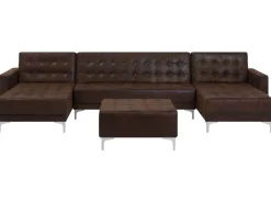 Beliani 5-Istuttava U-Kulmavuodesohva Ja Rahi Keinonahka Ruskea Aberdeen Cheap