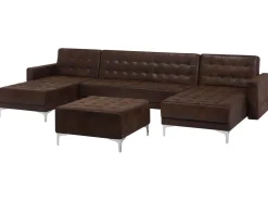 Beliani 5-Istuttava U-Kulmavuodesohva Ja Rahi Keinonahka Ruskea Aberdeen Cheap