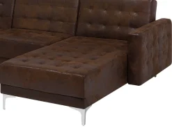 Beliani 5-Istuttava U-Kulmavuodesohva Ja Rahi Keinonahka Ruskea Aberdeen Cheap