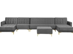 Beliani 6-Istuttava U-Kulmavuodesohva Ja Rahi Sametti Harmaa Aberdeen Cheap