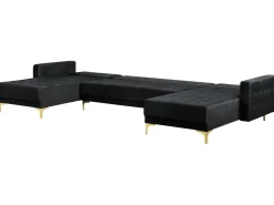 Beliani 5-Istuttava U-Kulmavuodesohva Ja Rahi Sametti Musta Aberdeen Clearance