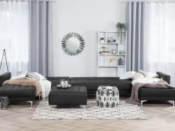 Beliani 6-Istuttava U-Kulmavuodesohva Keinonahka Musta Aberdeen Sale