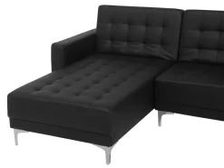 Beliani 6-Istuttava U-Kulmavuodesohva Keinonahka Musta Aberdeen Sale