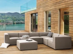 Beliani 7-Istuttava Ulkokulmasohva Ja Rahi Kangas Vasenk. Beige Arezzo Shop