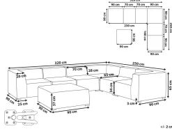 Beliani 7-Istuttava Ulkokulmasohva Ja Rahi Kangas Vasenk. Beige Arezzo Shop