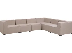 Beliani 7-Istuttava Ulkokulmasohva Ja Rahi Kangas Vasenk. Beige Arezzo Shop