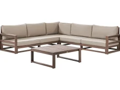 Beliani 5-Istuttava Ulkokulmasohvaryhma Sertifioitu Akaasia Tumma Puu Timor Ii Fashion