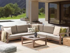 Beliani 5-Istuttava Ulkokulmasohvaryhma Sertifioitu Akaasia Tumma Puu Timor Ii Fashion