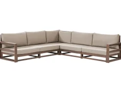 Beliani 5-Istuttava Ulkokulmasohvaryhma Sertifioitu Akaasia Tumma Puu Timor Ii Fashion