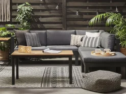 Beliani 5-Istuttava Ulkokulmasohvaryhma Alumiini Musta/Harmaa Messina Cheap