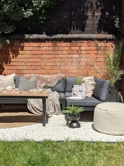 Beliani 5-Istuttava Ulkokulmasohvaryhma Alumiini Musta/Harmaa Messina Cheap