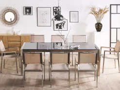 Beliani 8-Istuttava Ulkoruokailuryhma 3-Osainen Graniittitaso Tekstiilituolit Harmaa/Beige Grosseto Flash Sale