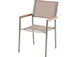 Beliani 8-Istuttava Ulkoruokailuryhma 3-Osainen Graniittitaso Tekstiilituolit Harmaa/Beige Grosseto Flash Sale