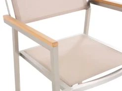 Beliani 8-Istuttava Ulkoruokailuryhma 3-Osainen Graniittitaso Tekstiilituolit Harmaa/Beige Grosseto Flash Sale