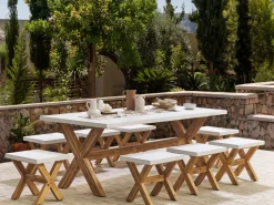 Beliani 8-Istuttava Ulkoruokailuryhma Jakkaroilla Kuitusementti Valkoinen Olbia Clearance