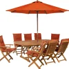 Beliani 8-Istuttava Ulkoruokailuryhma Aurinkovarjolla Akasiapuu Tummanpunainen Maui Best
